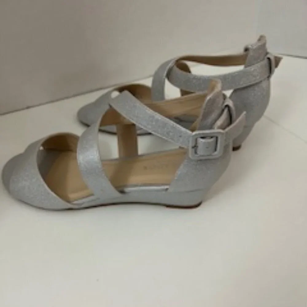 Paradox London Jagger Wedge Silver Sandals Women's 7.5M